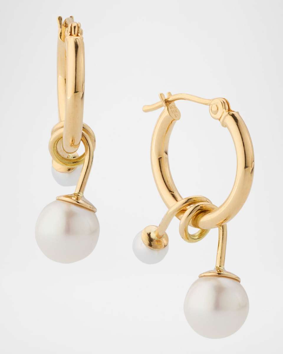 Hoop Earrings with Swirl Pearl Dangles